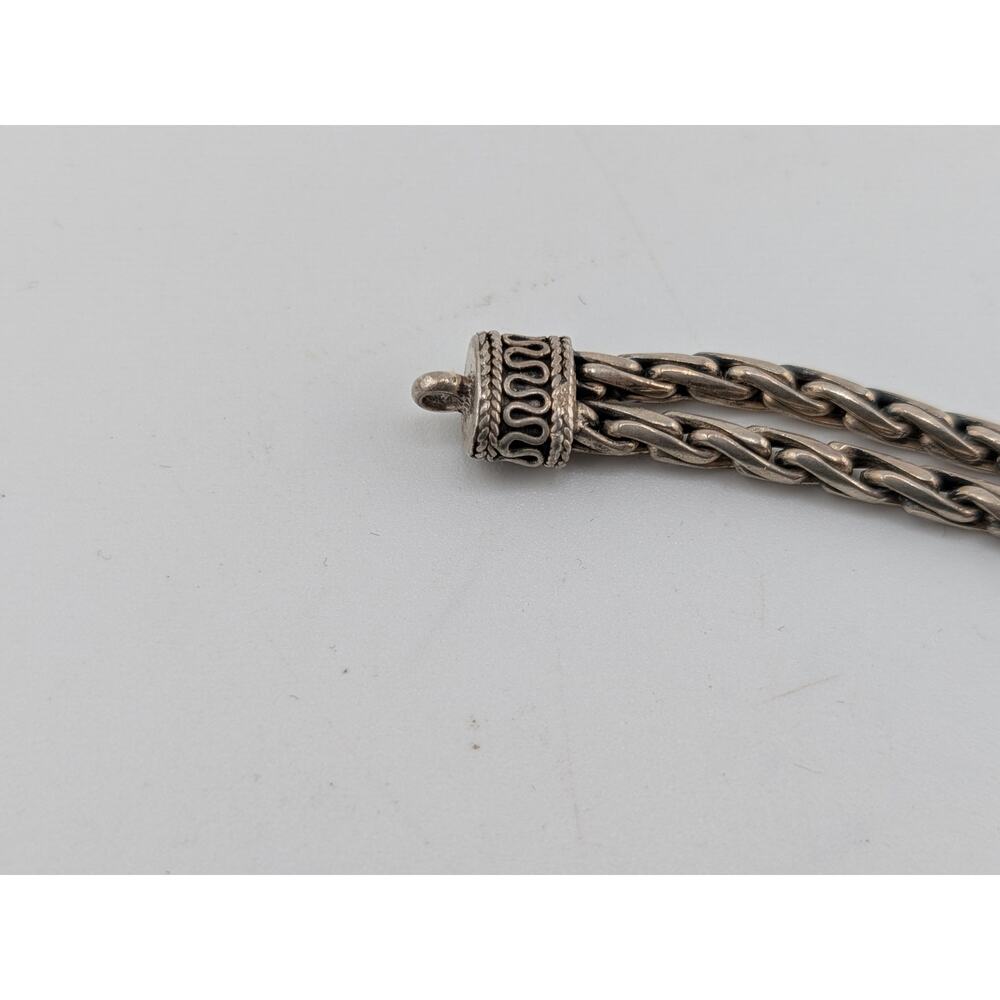 Sterling Silver Multi Chain Braided Bracelet 7 Inch Vintage Style - Picture 6 of 8